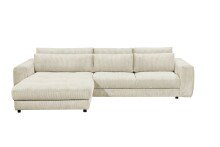 Ecksofa >BARURA< links/rechts aufbaubar,  6 Kissen, Cord beige "cream" - 333x90x194 (BxHxT)