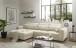 Ecksofa >BARURA< links/rechts aufbaubar,  6 Kissen, Cord beige "cream" - 333x90x194 (BxHxT)
