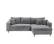 Ecksofa >LARINA< links/rechts aufbaubar, Schlaffunktion, Bettkasten, 6 Kissen, Bezug Cord dunkelgrau "ash" - 282x92x186 (BxHxT)