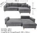 Ecksofa >LARINA< links/rechts aufbaubar, Schlaffunktion, Bettkasten, 6 Kissen, Bezug Cord dunkelgrau "ash" - 282x92x186 (BxHxT)