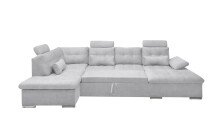 Wohnlandschaft >MEDAN< Schlaffunktion, Bettkasten, 3 Kopfstützen, Armlehnfunktion, in light grey - 324x107x170/218 (BxHxT)