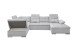 Wohnlandschaft >MEDAN< Schlaffunktion, Bettkasten, 3 Kopfstützen, Armlehnfunktion, in light grey - 324x107x170/218 (BxHxT)