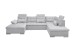 Wohnlandschaft >MEDAN< Schlaffunktion, Bettkasten, 3 Kopftützen, Armlehnfunktion, in light grey - 324x107x170/218 (BxHxT))