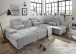 Wohnlandschaft >MEDAN< Schlaffunktion, Bettkasten, 3 Kopftützen, Armlehnfunktion, in light grey - 324x107x170/218 (BxHxT))