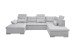 Wohnlandschaft >MEDAN< Schlaffunktion, Bettkasten, 3 Kopftützen, Armlehnfunktion, in light grey - 324x107x170/218 (BxHxT))