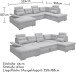 Wohnlandschaft >MEDAN< Schlaffunktion, Bettkasten, 3 Kopftützen, Armlehnfunktion, in light grey - 324x107x170/218 (BxHxT))