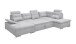 Wohnlandschaft >MEDAN< Schlaffunktion, Bettkasten, 3 Kopftützen, Armlehnfunktion, in light grey - 324x107x170/218 (BxHxT))