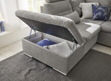Wohnlandschaft >MEDAN< Schlaffunktion, Bettkasten, 3 Kopftützen, Armlehnfunktion, in Bezug "taupe" - 324x107x170/218 (BxHxT)