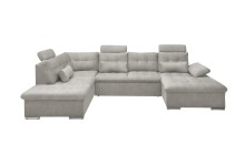 Wohnlandschaft >MEDAN< Schlaffunktion, Bettkasten, 3 Kopftützen, Armlehnfunktion, in Bezug "taupe" - 324x107x170/218 (BxHxT)