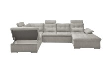 Wohnlandschaft >MEDAN< Schlaffunktion, Bettkasten, 3 Kopftützen, Armlehnfunktion, in Bezug "taupe" - 324x107x170/218 (BxHxT)