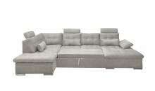 Wohnlandschaft >MEDAN< Schlaffunktion, Bettkasten, 3 Kopftützen, Armlehnfunktion, in Bezug "taupe" - 324x107x170/218 (BxHxT)