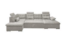 Wohnlandschaft >MEDAN< Schlaffunktion, Bettkasten, 3 Kopftützen, Armlehnfunktion, in Bezug "taupe" - 324x107x170/218 (BxHxT)