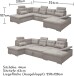 Wohnlandschaft >MEDAN< Schlaffunktion, Bettkasten, 3 Kopftützen, Armlehnfunktion, in Bezug "taupe" - 324x107x170/218 (BxHxT)