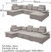 Wohnlandschaft >MEDAN< Schlaffunktion, Bettkasten, 3 Kopftützen, Armlehnfunktion, in Bezug "taupe" - 324x107x170/218 (BxHxT)
