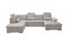 Wohnlandschaft >MEDAN< Schlaffunktion, Bettkasten, 3 Kopftützen, Armlehnfunktion, in Bezug "taupe" - 324x107x170/218 (BxHxT)