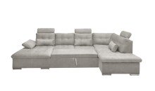 Wohnlandschaft >MEDAN< Schlaffunktion, Bettkasten, 3 Kopftützen, Armlehnfunktion, in Bezug "taupe" - 324x107x170/218 (BxHxT)