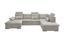 Wohnlandschaft >MEDAN< Schlaffunktion, Bettkasten, 3 Kopftützen, Armlehnfunktion, in Bezug "taupe" - 324x107x170/218 (BxHxT)