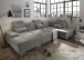 Wohnlandschaft >MEDAN< Schlaffunktion, Bettkasten, 3 Kopftützen, Armlehnfunktion, in Bezug "taupe" - 324x107x170/218 (BxHxT)