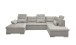 Wohnlandschaft >MEDAN< Schlaffunktion, Bettkasten, 3 Kopftützen, Armlehnfunktion, in Bezug "taupe" - 324x107x170/218 (BxHxT)