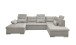 Wohnlandschaft >MEDAN< Schlaffunktion, Bettkasten, 3 Kopftützen, Armlehnfunktion, in Bezug "taupe" - 324x107x170/218 (BxHxT)