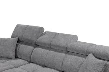Ecksofa >SYDNEY< Elektrische Sitztiefenverstellung, 3 verstellbare Kopfstützen, Bettkasten, in anthrazit - 268x105x172 (BxHxT)