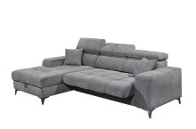 Ecksofa >SYDNEY< Elektrische Sitztiefenverstellung, 3 verstellbare Kopfstützen, Bettkasten, in anthrazit - 268x105x172 (BxHxT)