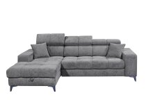 Ecksofa >SYDNEY< Elektrische Sitztiefenverstellung, 3 verstellbare Kopfstützen, Bettkasten, in anthrazit - 268x105x172 (BxHxT)