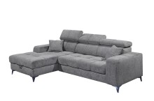 Ecksofa >SYDNEY< Elektrische Sitztiefenverstellung, 3 verstellbare Kopfstützen, Bettkasten, in anthrazit - 268x105x172 (BxHxT)