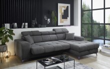 Ecksofa >SYDNEY< Elektrische Sitztiefenverstellung, 3 verstellbare Kopfstützen, Bettkasten, in anthrazit - 268x105x172 (BxHxT)