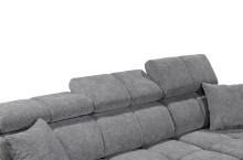 Ecksofa >SYDNEY< Elektrische Sitztiefenverstellung, 3 verstellbare Kopfstützen, Bettkasten, in anthrazit - 268x105x172 (BxHxT)