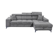Ecksofa >SYDNEY< Elektrische Sitztiefenverstellung, 3 verstellbare Kopfstützen, Bettkasten, in anthrazit - 268x105x172 (BxHxT)