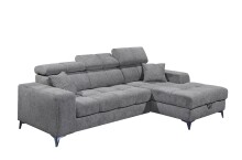 Ecksofa >SYDNEY< Elektrische Sitztiefenverstellung, 3 verstellbare Kopfstützen, Bettkasten, in anthrazit - 268x105x172 (BxHxT)
