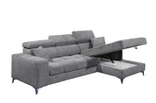 Ecksofa >SYDNEY< Elektrische Sitztiefenverstellung, 3 verstellbare Kopfstützen, Bettkasten, in anthrazit - 268x105x172 (BxHxT)
