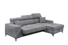 Ecksofa >SYDNEY< Elektrische Sitztiefenverstellung, 3 verstellbare Kopfstützen, Bettkasten, in anthrazit - 268x105x172 (BxHxT)