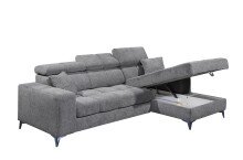 Ecksofa >SYDNEY< Elektrische Sitztiefenverstellung, 3 verstellbare Kopfstützen, Bettkasten, in anthrazit - 268x105x172 (BxHxT)