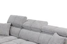 Ecksofa >SYDNEY< Elektrische Sitztiefenverstellung, 3 verstellbare Kopfstützen, Bettkasten, Bezugsstoff "taupe" - 268x105x172 (BxHxT)