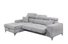 Ecksofa >SYDNEY< Elektrische Sitztiefenverstellung, 3 verstellbare Kopfstützen, Bettkasten, Bezugsstoff "taupe" - 268x105x172 (BxHxT)