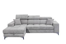 Ecksofa >SYDNEY< Elektrische Sitztiefenverstellung, 3 verstellbare Kopfstützen, Bettkasten, Bezugsstoff "taupe" - 268x105x172 (BxHxT)