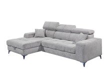 Ecksofa >SYDNEY< Elektrische Sitztiefenverstellung, 3 verstellbare Kopfstützen, Bettkasten, Bezugsstoff "taupe" - 268x105x172 (BxHxT)