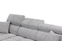 Ecksofa >SYDNEY< Elektrische Sitztiefenverstellung, 3 verstellbare Kopfstützen, Bettkasten, Bezugsstoff "taupe" - 268x105x172 (BxHxT)