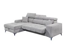 Ecksofa >SYDNEY< Elektrische Sitztiefenverstellung, 3 verstellbare Kopfstützen, Bettkasten, Bezugsstoff "taupe" - 268x105x172 (BxHxT)