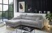 Ecksofa >SYDNEY< Elektrische Sitztiefenverstellung, 3 verstellbare Kopfstützen, Bettkasten, Bezugsstoff "taupe" - 268x105x172 (BxHxT)