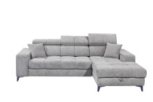 Ecksofa >SYDNEY< Elektrische Sitztiefenverstellung, 3 verstellbare Kopfstützen, Bettkasten, Bezugsstoff "taupe" - 268x105x172 (BxHxT)