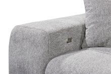 Ecksofa >SYDNEY< Elektrische Sitztiefenverstellung, 3 verstellbare Kopfstützen, Bettkasten, Bezugsstoff "taupe" - 268x105x172 (BxHxT)