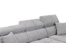 Ecksofa >SYDNEY< Elektrische Sitztiefenverstellung, 3 verstellbare Kopfstützen, Bettkasten, Bezugsstoff "taupe" - 268x105x172 (BxHxT)