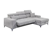 Ecksofa >SYDNEY< Elektrische Sitztiefenverstellung, 3 verstellbare Kopfstützen, Bettkasten, Bezugsstoff "taupe" - 268x105x172 (BxHxT)