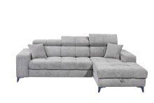 Ecksofa >SYDNEY< Elektrische Sitztiefenverstellung, 3 verstellbare Kopfstützen, Bettkasten, Bezugsstoff "taupe" - 268x105x172 (BxHxT)