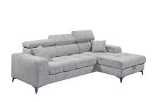 Ecksofa >SYDNEY< Elektrische Sitztiefenverstellung, 3 verstellbare Kopfstützen, Bettkasten, Bezugsstoff "taupe" - 268x105x172 (BxHxT)