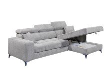 Ecksofa >SYDNEY< Elektrische Sitztiefenverstellung, 3 verstellbare Kopfstützen, Bettkasten, Bezugsstoff "taupe" - 268x105x172 (BxHxT)