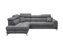 Ecksofa >SYDNEY< Elektrische Sitztiefenverstellung, 5 verstellbare Kopfstützen, Bettkasten, in anthrazit - 268x105x172 (BxHxT)
